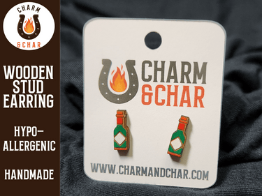 Tobasco Sauce Wood Stud Earrings - Food Fashion Earring